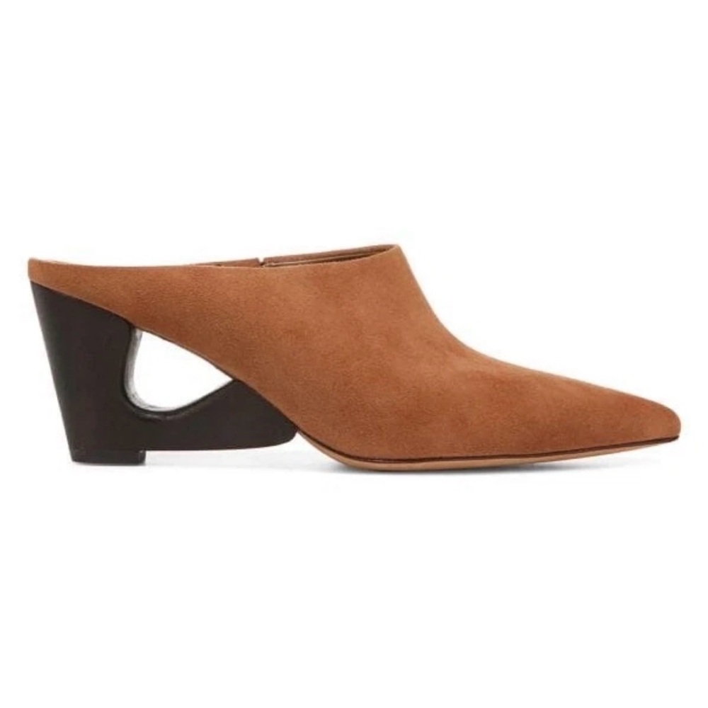 VINCE Womens Tahoe Suede Low-Cut Pointed Toe Booties Mule Slides Dark Amber 8.5